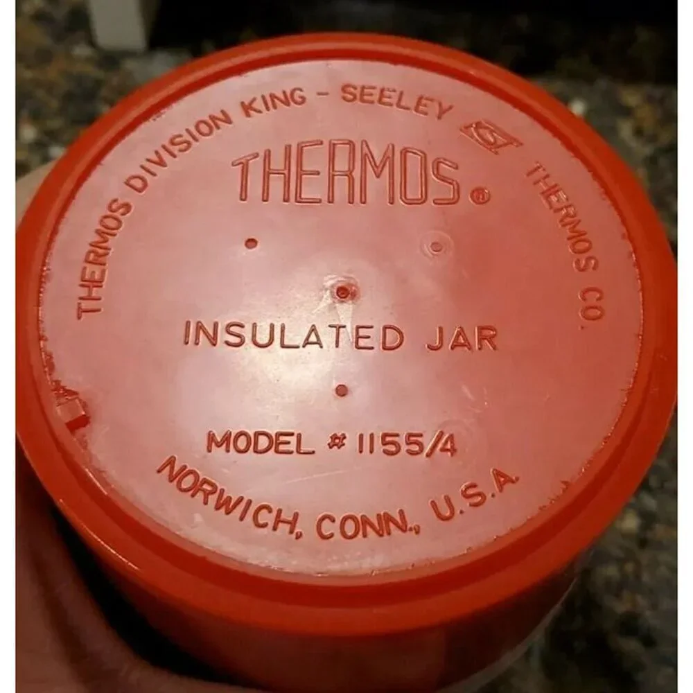 Vintage THERMOS Model # 1155/4 INSULATED FOOD JAR Soup LUNCH CONTAINER Red White